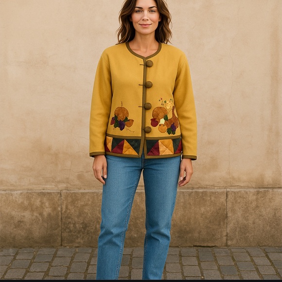 Comfort Colors Sweaters - Vintage Comfort Colors Womens Jacket Cardigan Small‎ Suede Buttons Fall Boxy